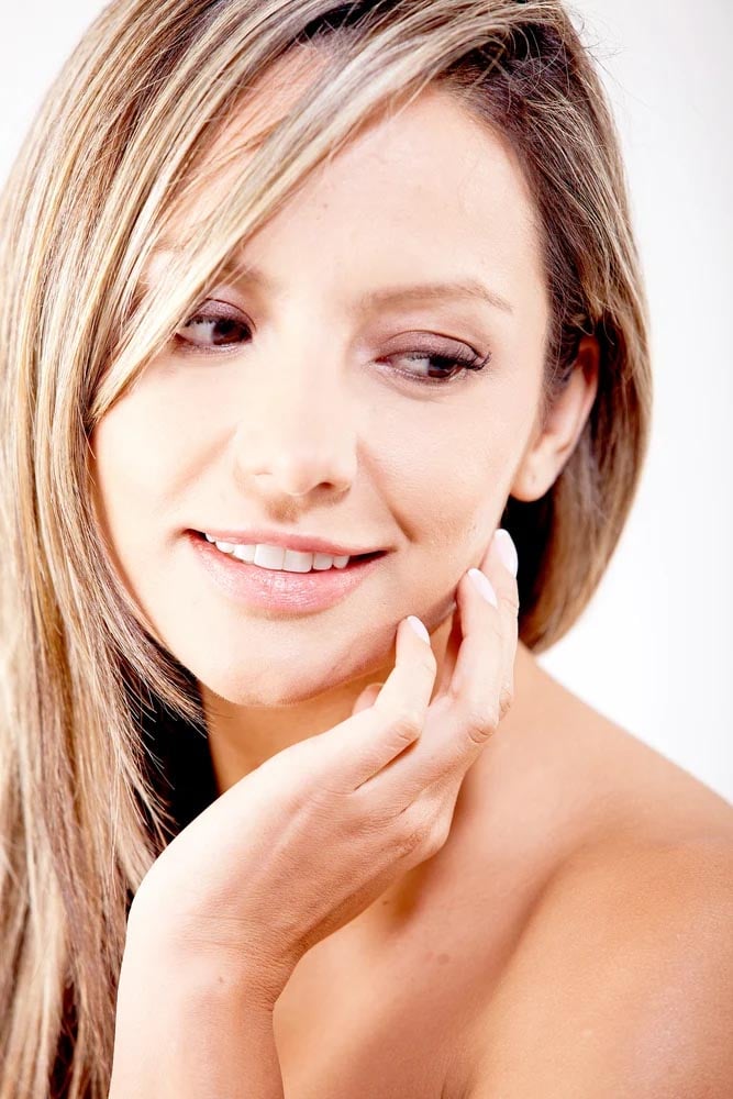 Beauty woman portrait - isolated over a white background